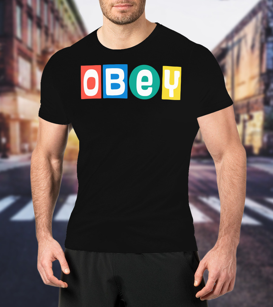 OBEY In Colorful Block Letters T-Shirt