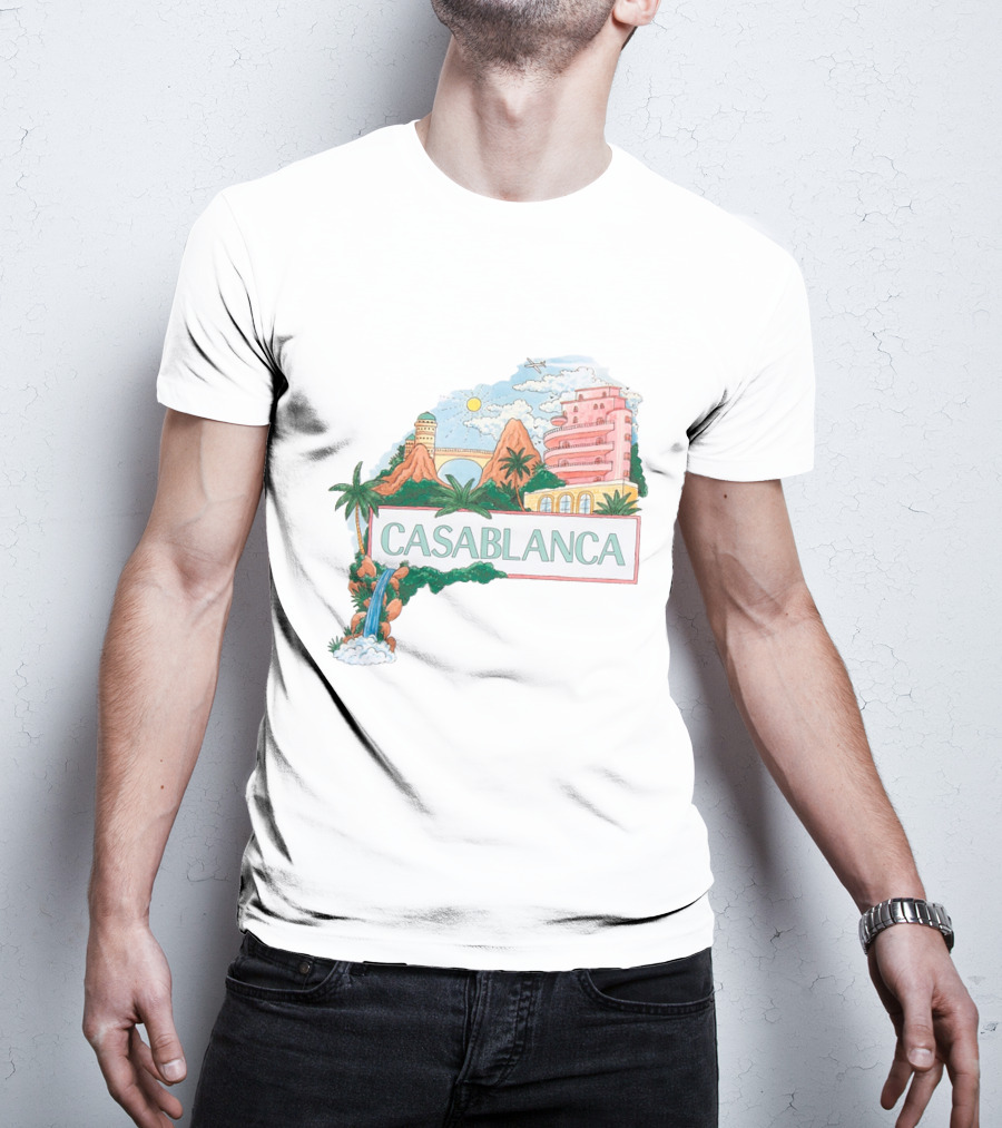 Casablanca Merch Casa Views With Scenic Landscape And Art Deco Elements T-Shirt