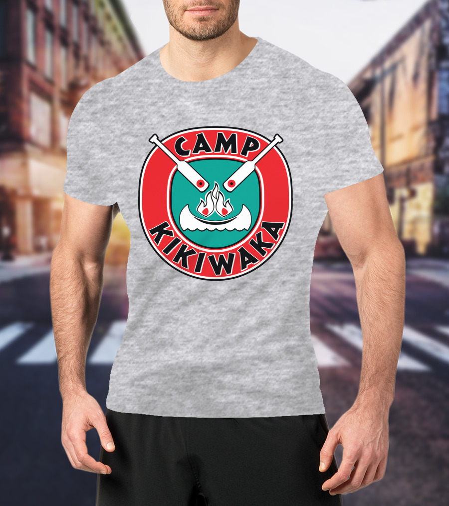 Camp Kikiwaka Logo With Canoe And Campfire Emblem T-Shirt