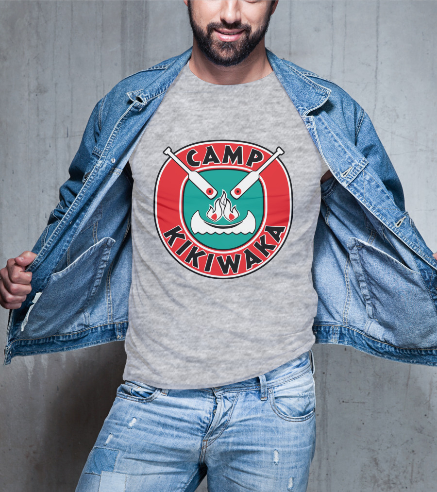 Camp Kikiwaka Logo With Canoe And Campfire Emblem T-Shirt