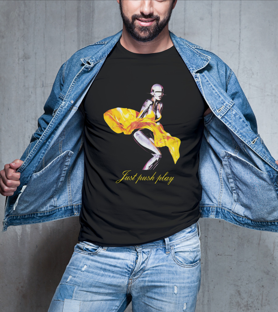 Brody Jenner Aerosmith 2001 Just Push Play Yellow Robotic Figure T-Shirt
