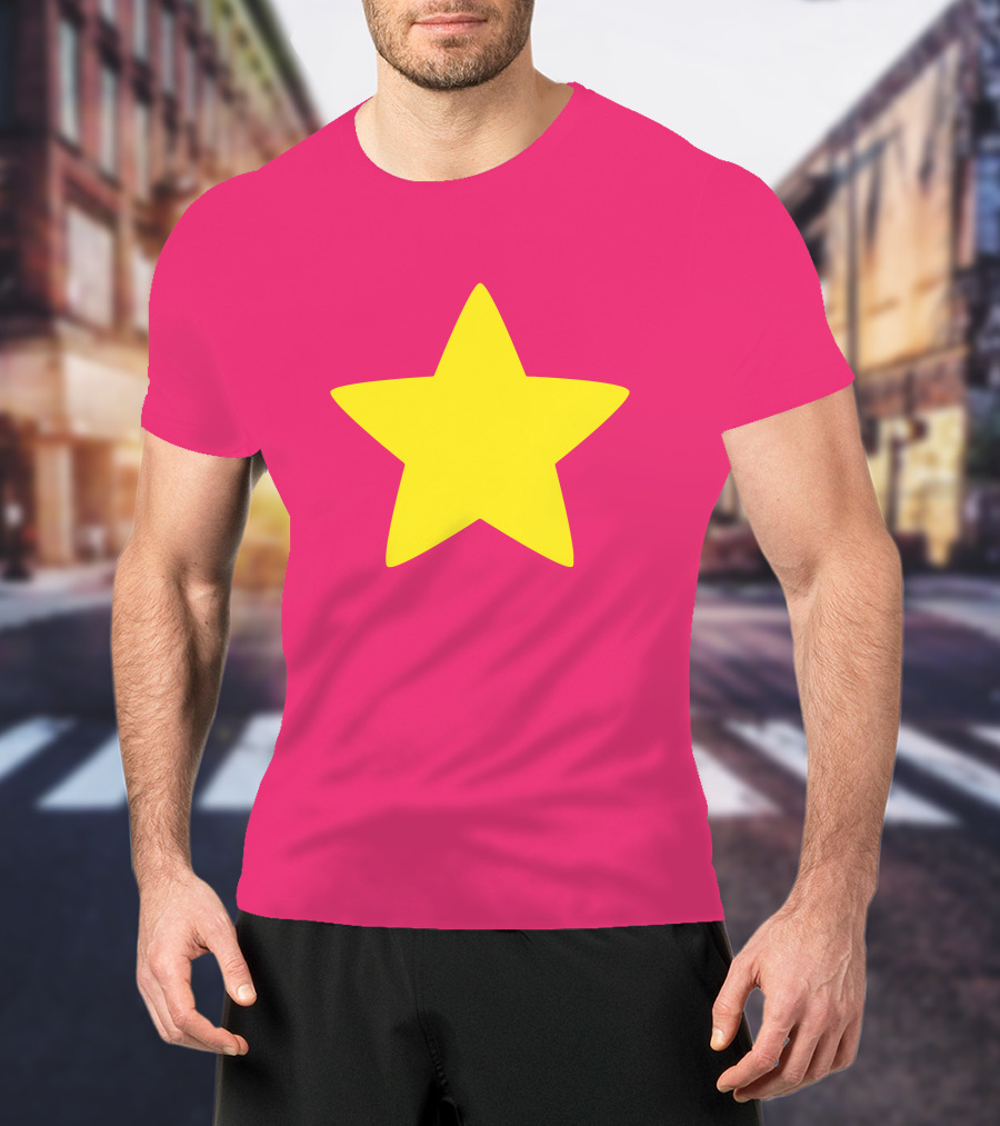 Steven Universe Yellow Star On Pink Background Cosplay T-Shirt