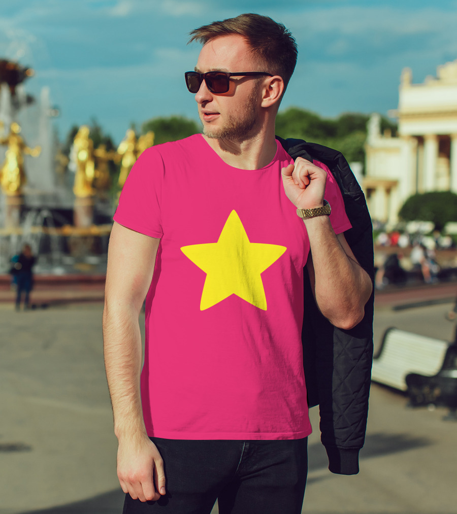 Steven Universe Yellow Star On Pink Background Cosplay T-Shirt