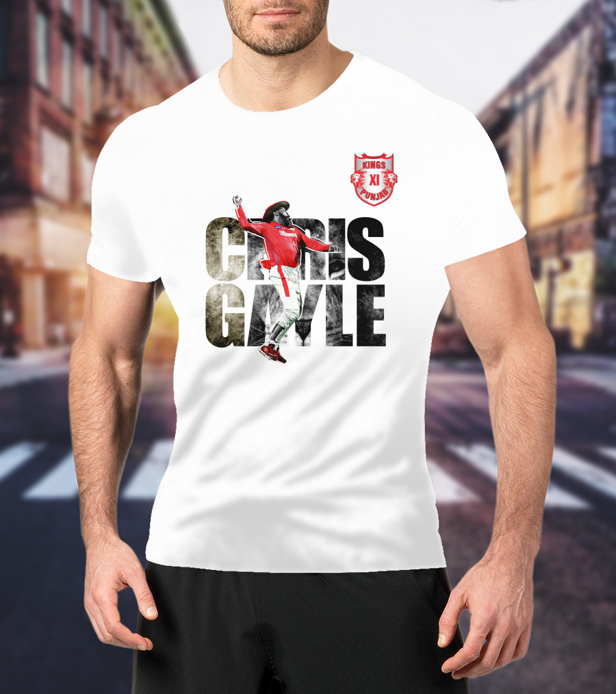 Chris Gayle Kings XI Punjab The King Crown Of The Jungle T-Shirt