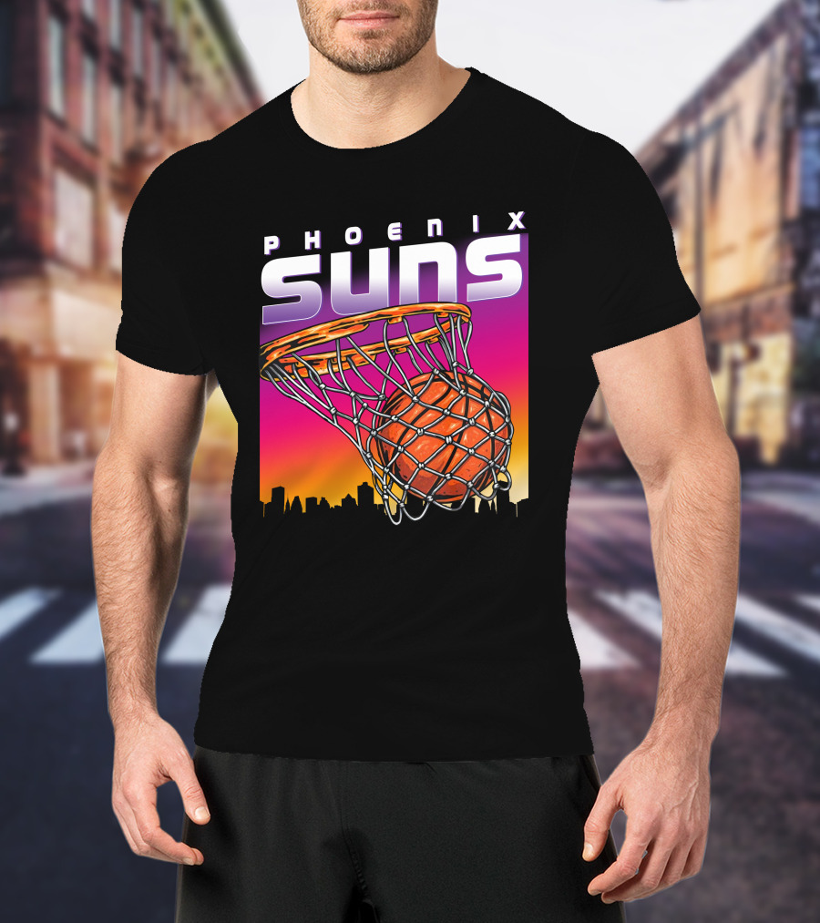 Phoenix Suns Modern Basketball Skyline Sunset T-Shirt