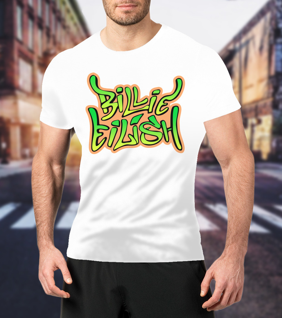 Billie Eilish Green Groovy Text Merch T-Shirt