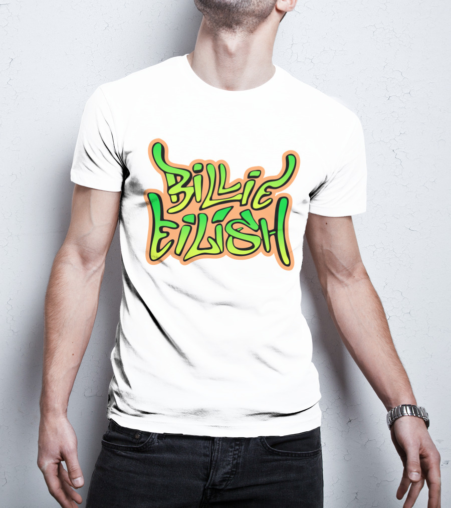 Billie Eilish Green Groovy Text Merch T-Shirt