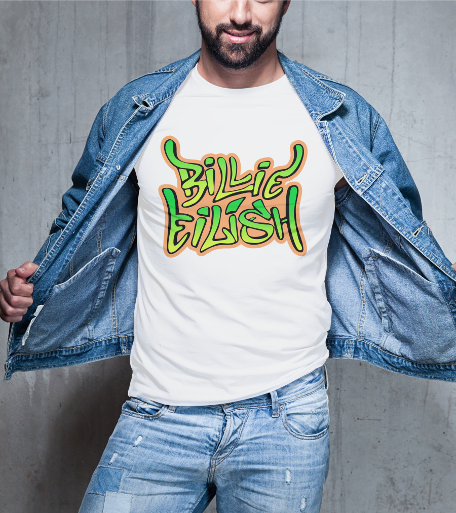 Billie Eilish Green Groovy Text Merch T-Shirt