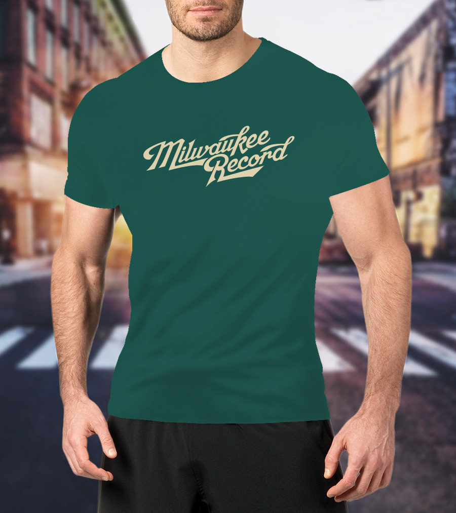 Milwaukee Record Forest Green Script T-Shirt