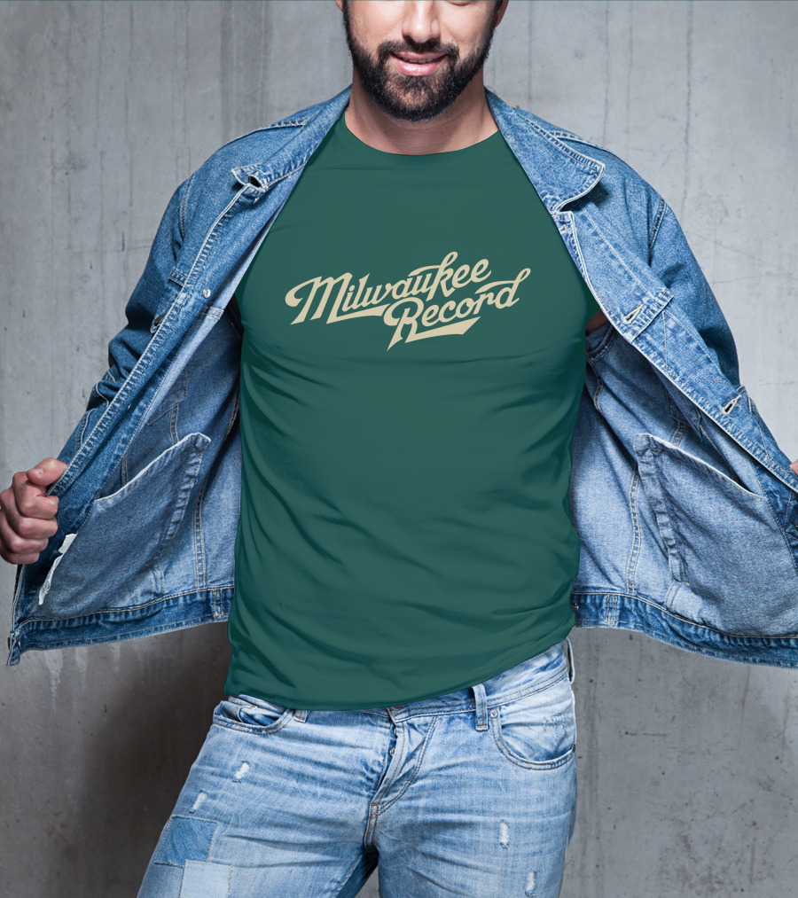 Milwaukee Record Forest Green Script T-Shirt