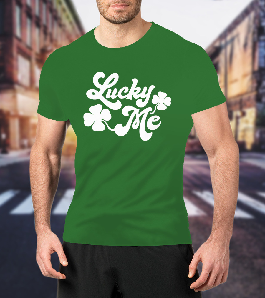 Charlie Hustle Lucky Me St Patrick's Day Green Shamrock T-Shirt
