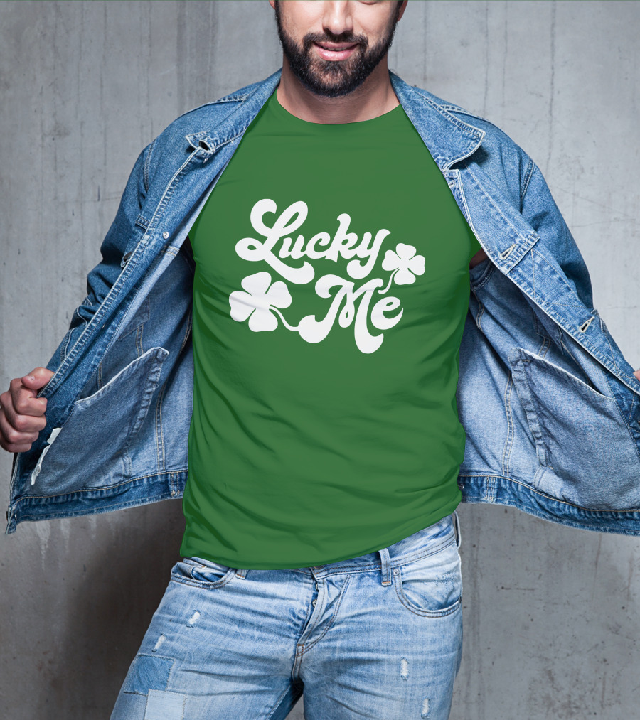 Charlie Hustle Lucky Me St Patrick's Day Green Shamrock T-Shirt