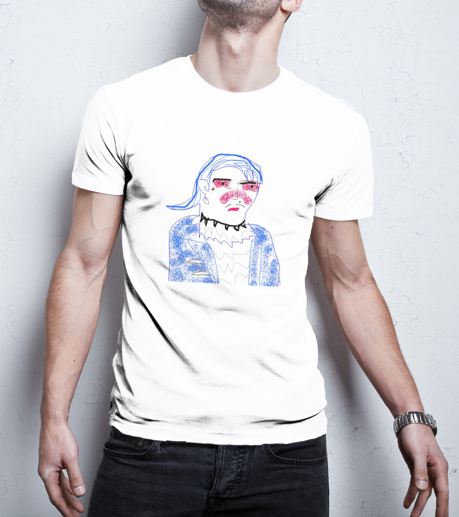 Flamboyant Shitty Ms Paint Dorian Electra Blue Jacket Red Cheeks Choker T-Shirt