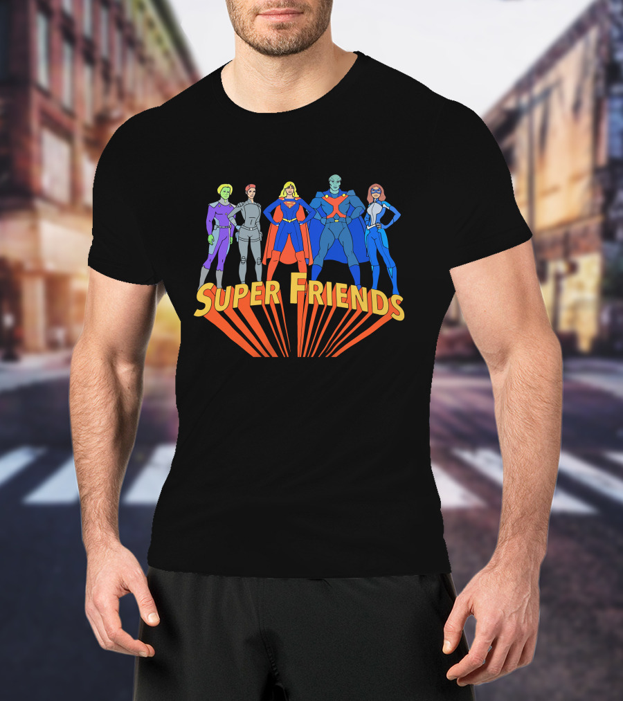 Super Friends Supergirl And Superheroes Team T-Shirt