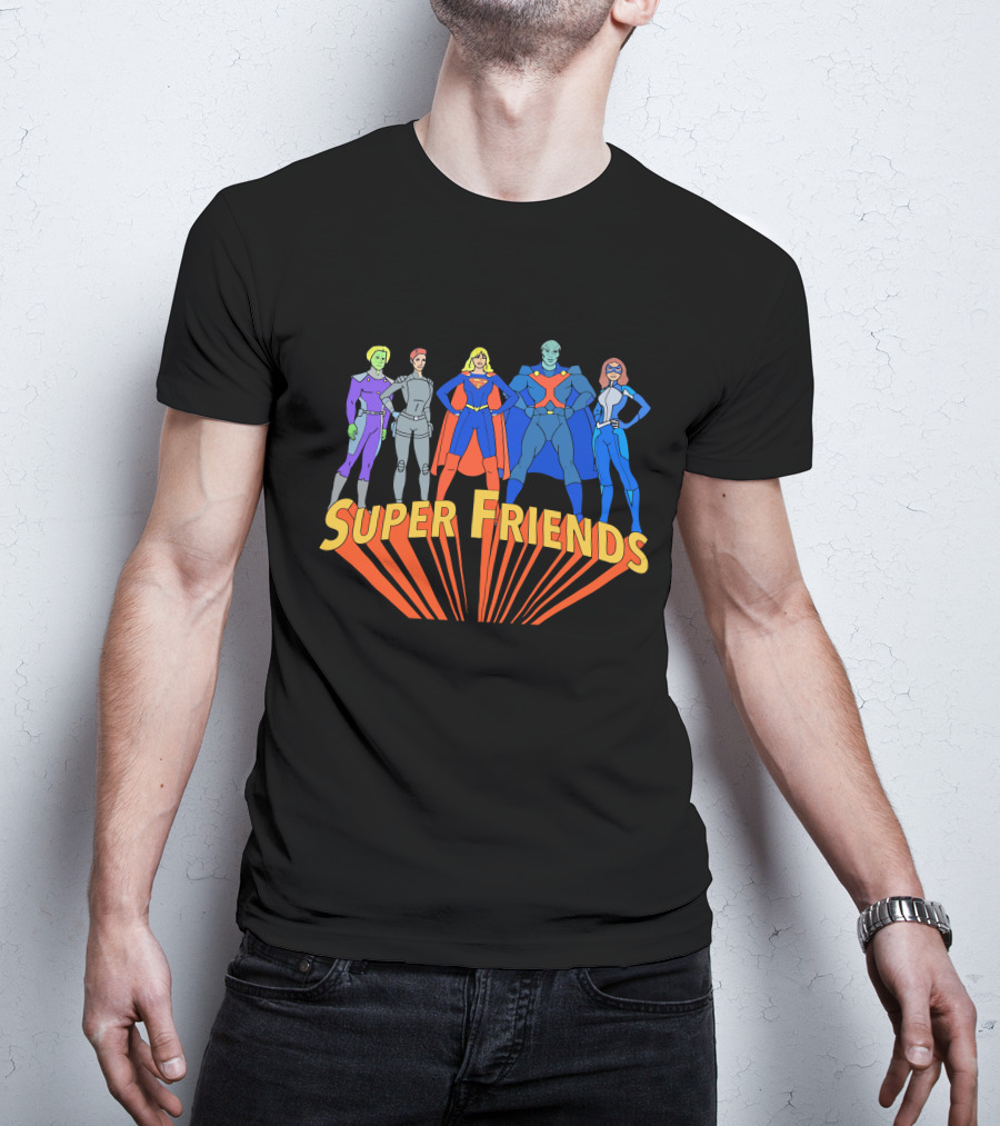 Super Friends Supergirl And Superheroes Team T-Shirt