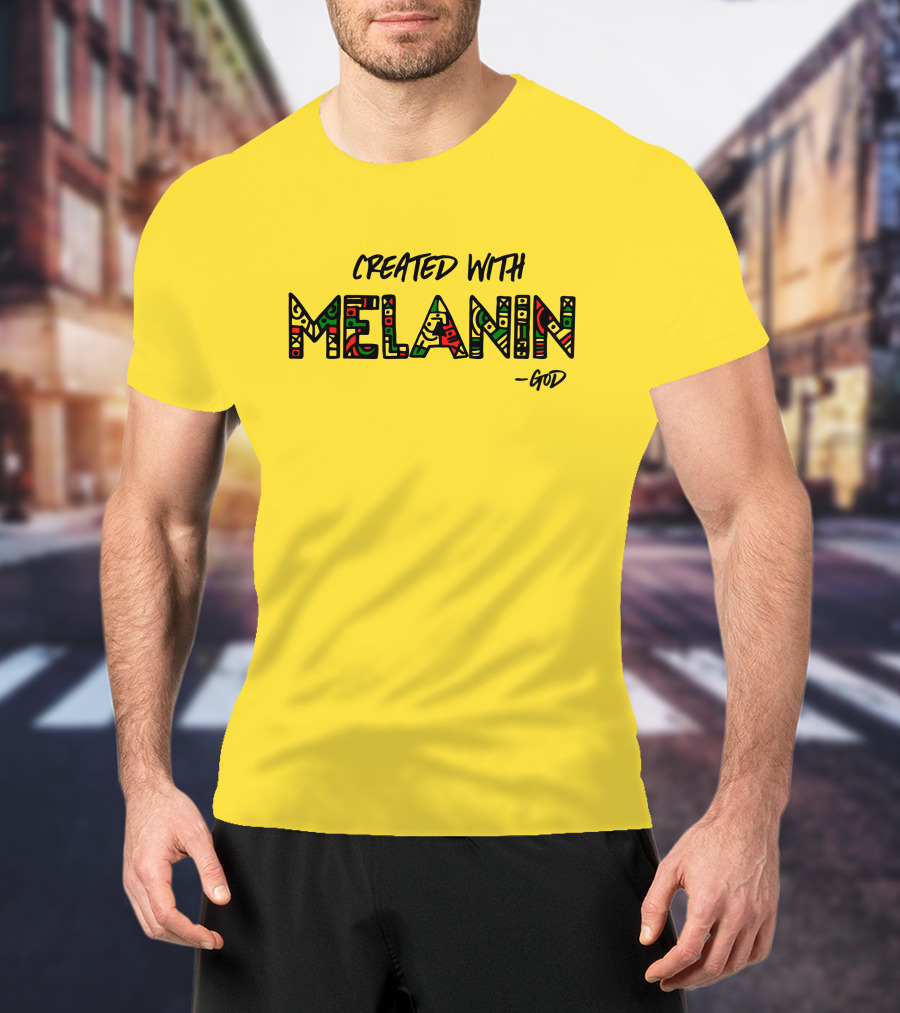 Created With Melanin God African Pattern Empowerment T-Shirt