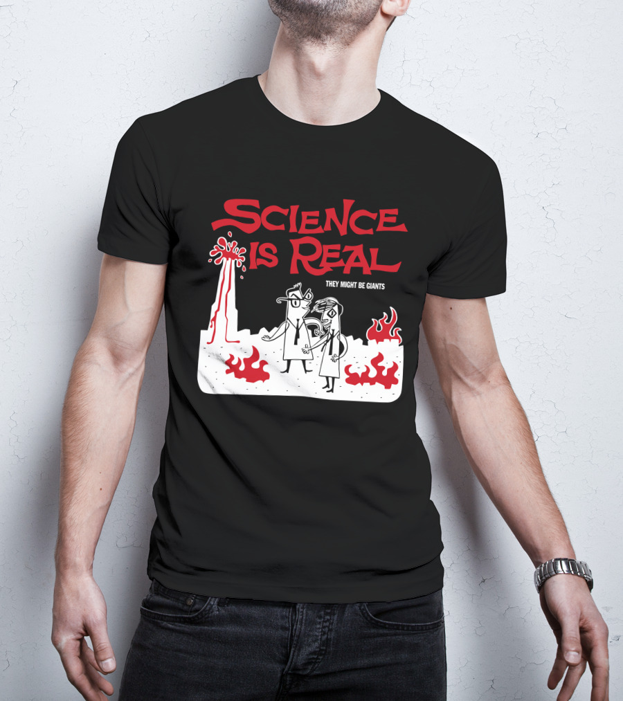 Science Is Real They Might Be Giants Volcanic Cartoon Scene T-Shirt