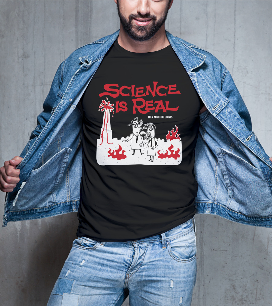 Science Is Real They Might Be Giants Volcanic Cartoon Scene T-Shirt