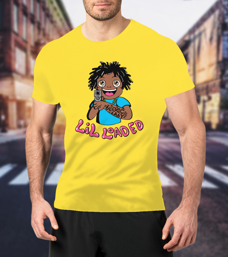 Lil Loaded Cartoon Character With Tattoo And Toy Gun T-Shirt