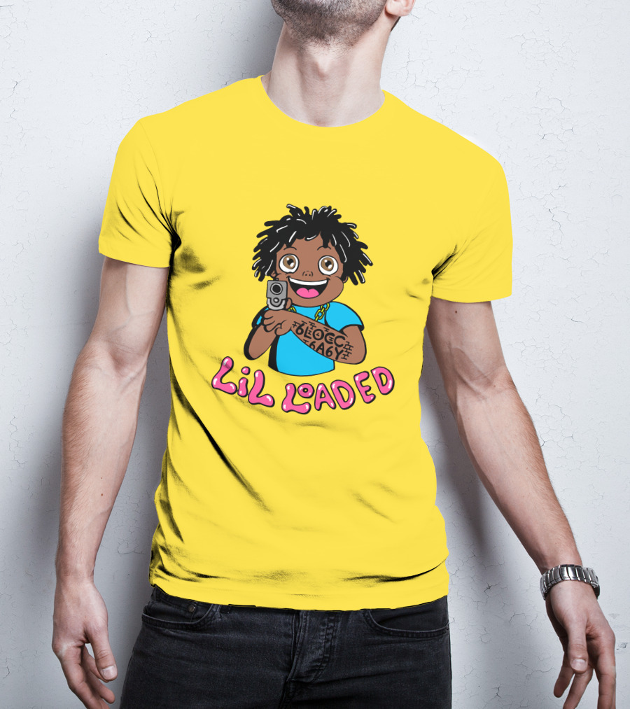 Lil Loaded Cartoon Character With Tattoo And Toy Gun T-Shirt