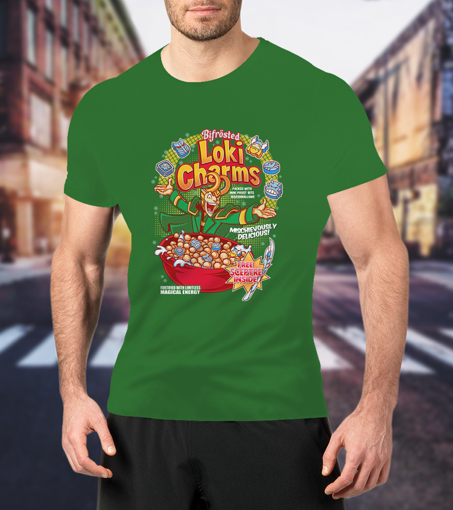 Bifrosted Loki Charms Mischievously Delicious Free Sceptre Inside Fortified With Limitless Magical Energy T-Shirt