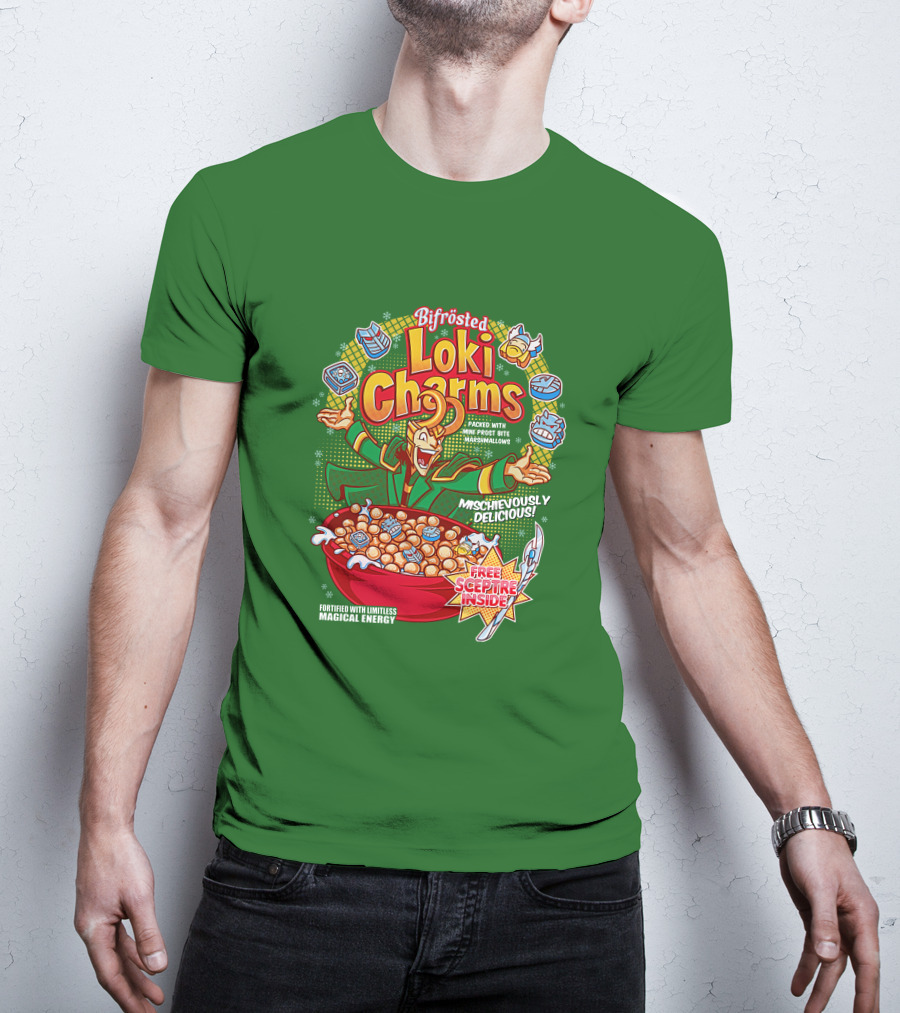 Bifrosted Loki Charms Mischievously Delicious Free Sceptre Inside Fortified With Limitless Magical Energy T-Shirt