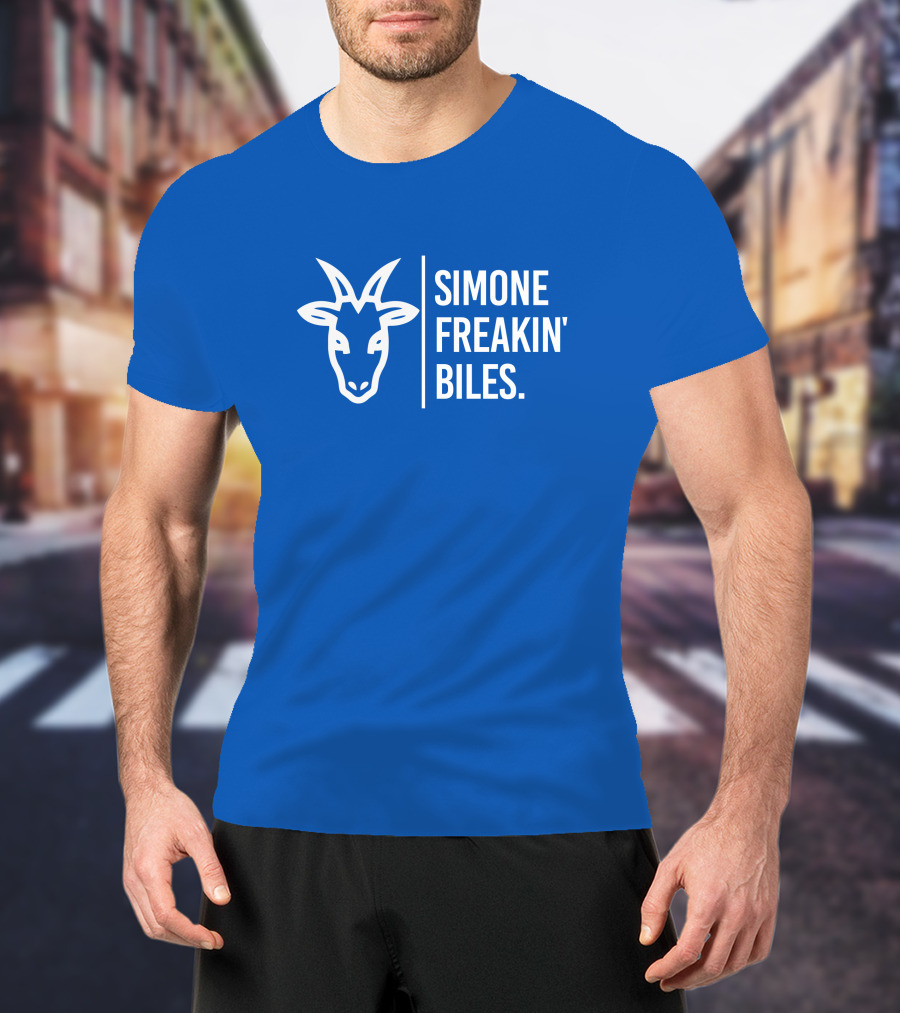 SIMONE FREAKIN' BILES GOAT Iconic Gymnast Tribute Blue T-Shirt