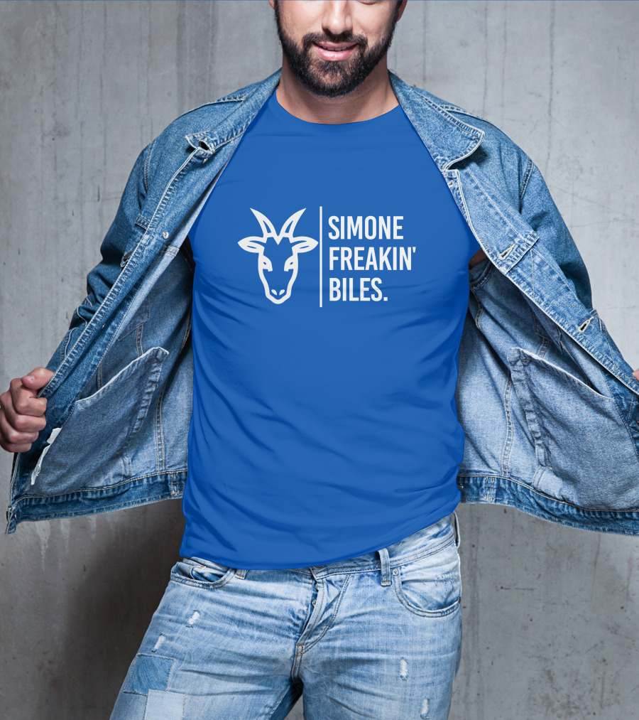 SIMONE FREAKIN' BILES GOAT Iconic Gymnast Tribute Blue T-Shirt