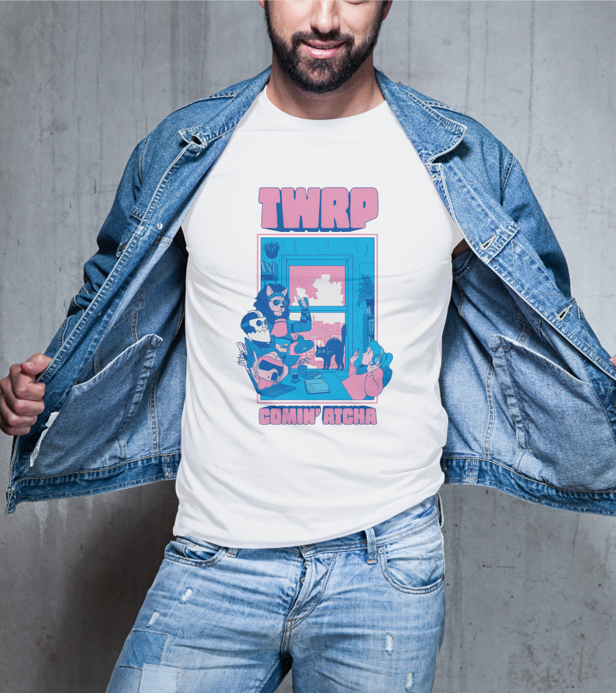 TWRP Comin Atcha Retro Robot Cat Room Scene T-Shirt