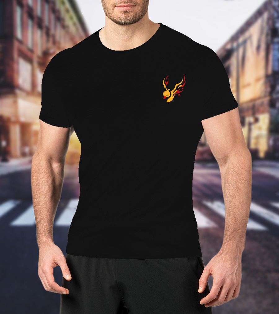 Quackity Merch Red Phoenix Duck Flaming Head Black T-Shirt