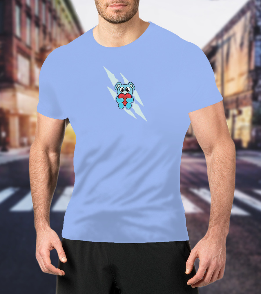 Wallibear Heart Blue Bear Holding Red Heart T-Shirt