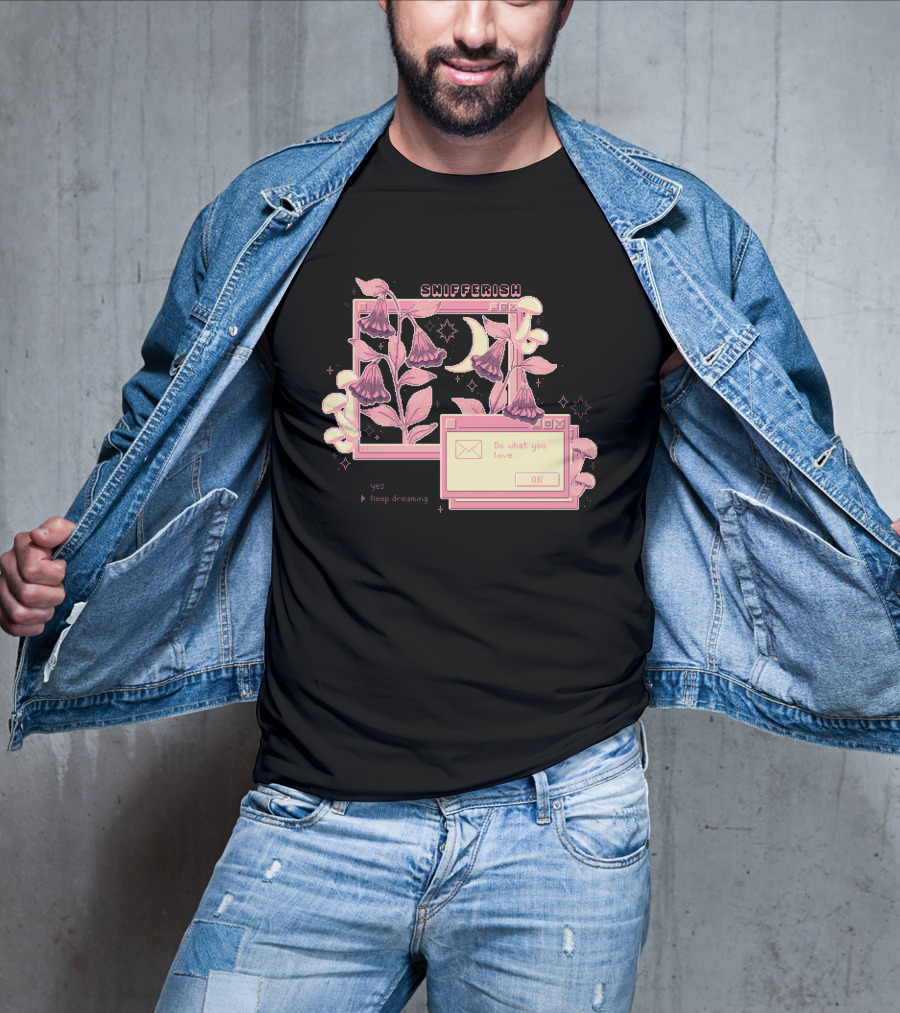 Snifferish Do What You Love Keep Dreaming Floral Pixel T-Shirt