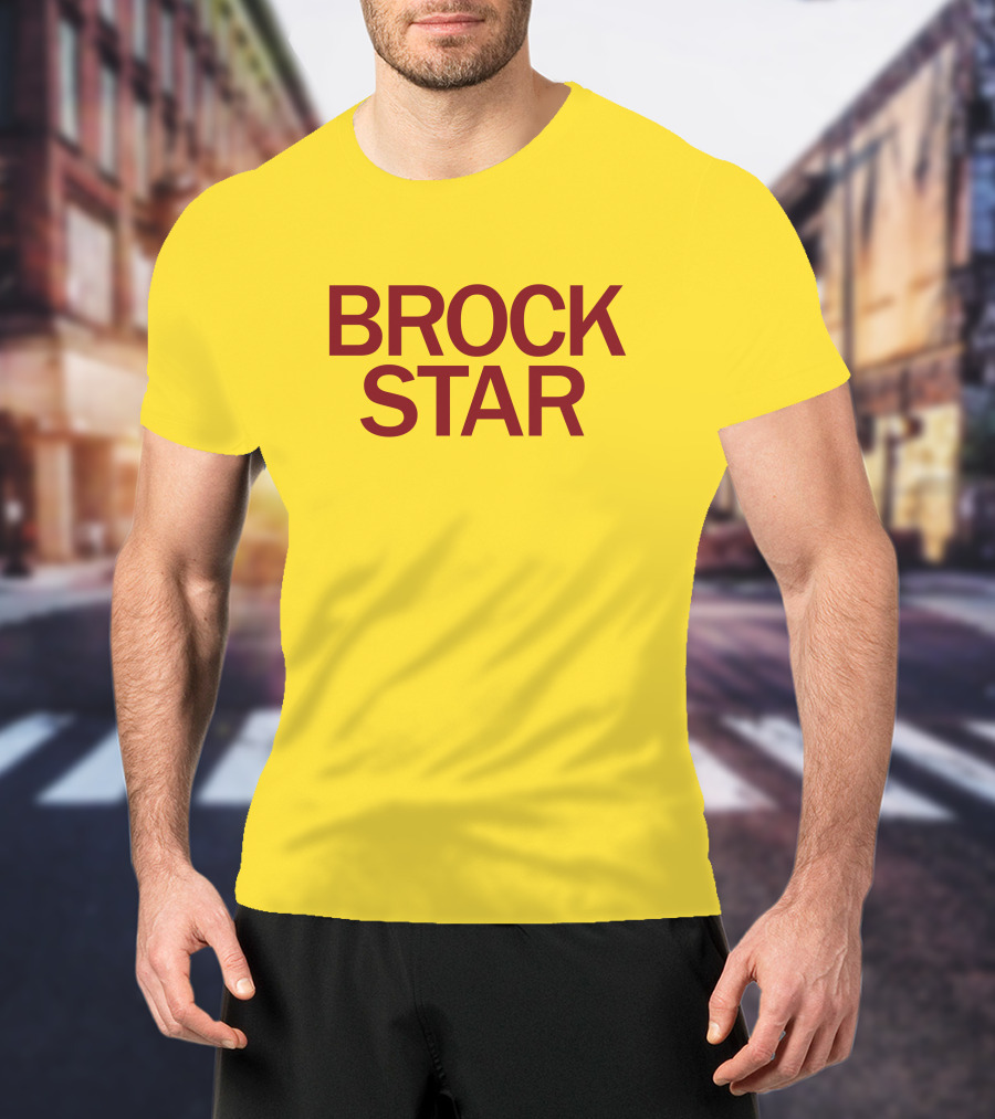 Raygun Merch Brock Star Gold Bold Text On Yellow T-Shirt