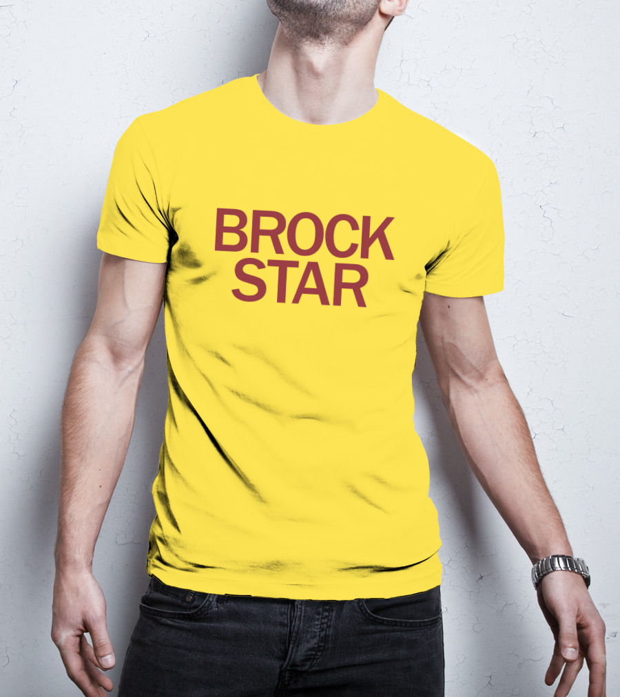 Raygun Merch Brock Star Gold Bold Text On Yellow T-Shirt