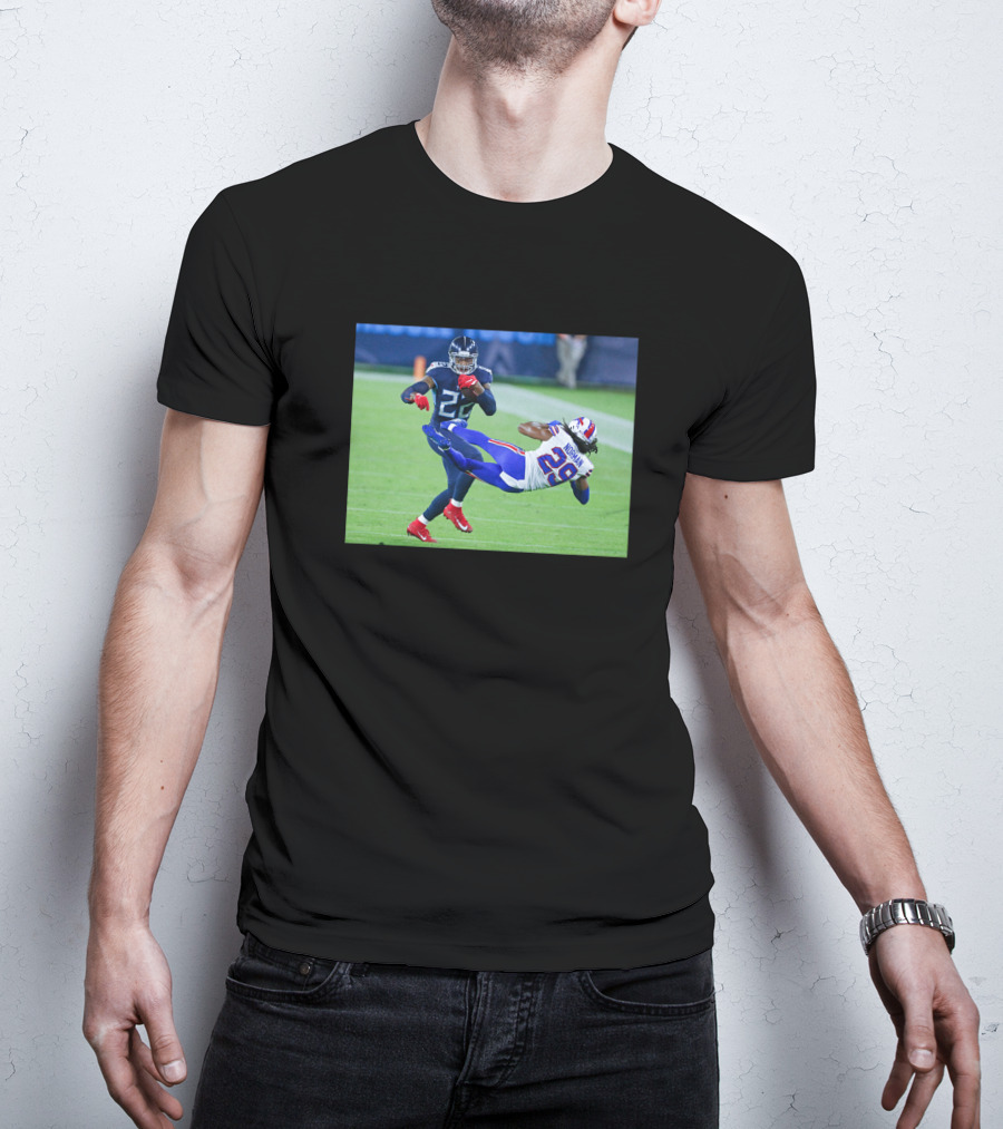 Derrick Henry Stiff Arm Josh Norman Iconic NFL Moment T-Shirt
