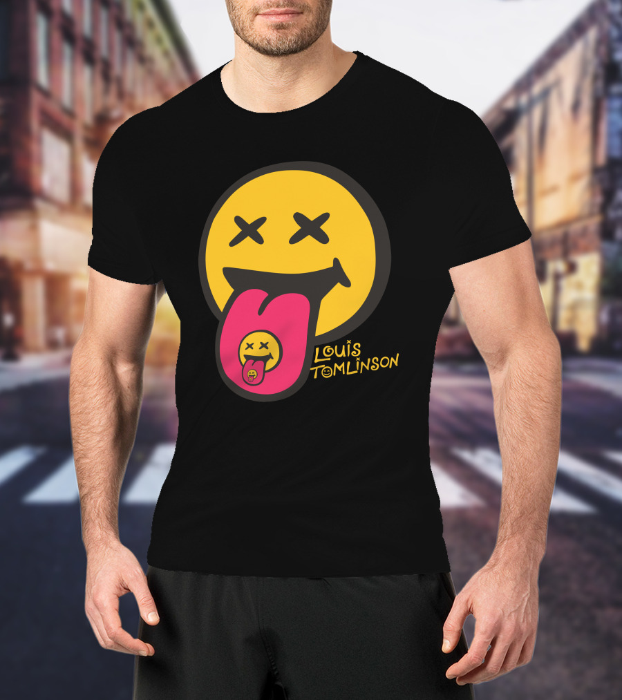Louis Tomlinson Merch Smiley Face Tongue Out Summer T-Shirt