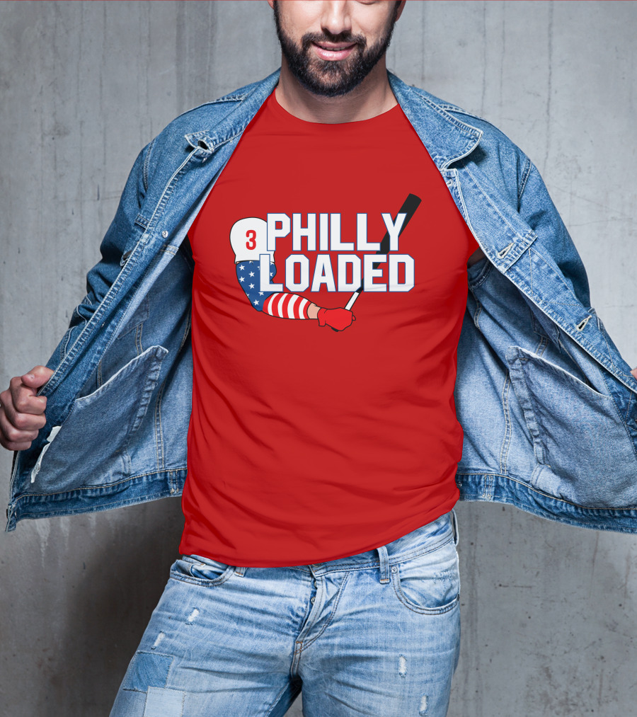Philly Loaded Baseball American Flag Arm T-Shirt