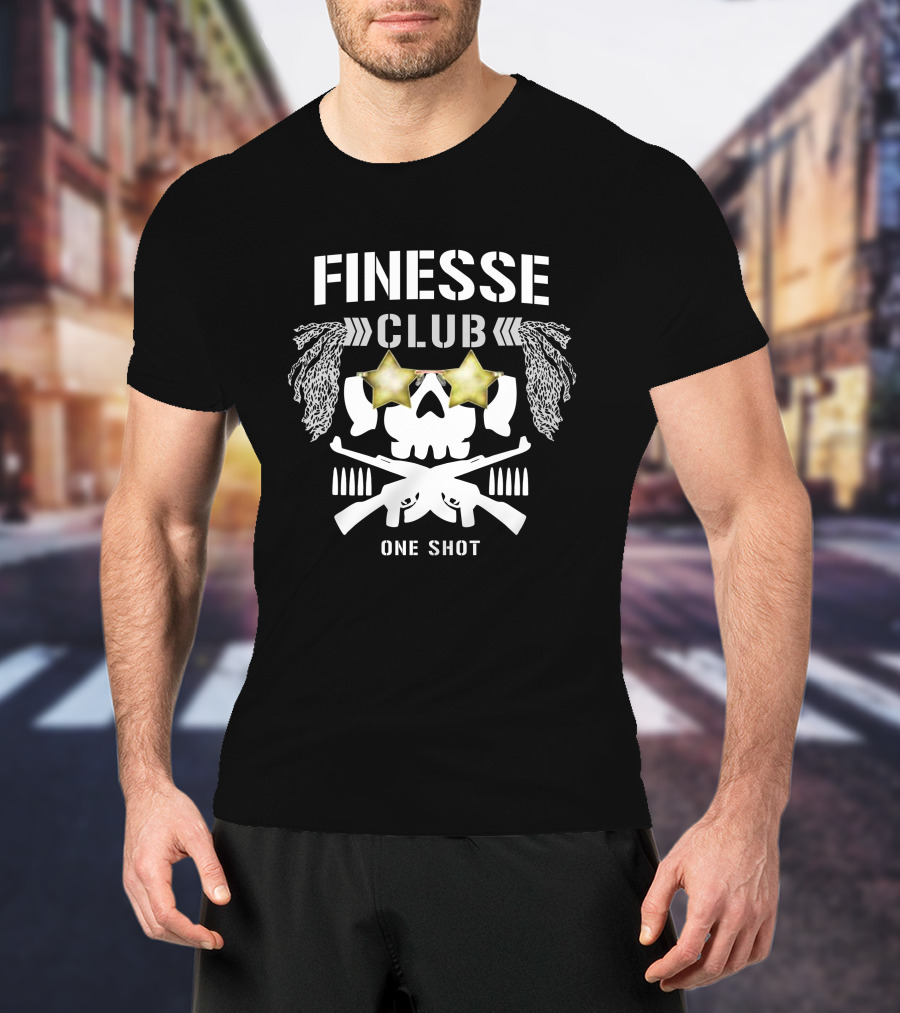 Finesse Club One Shot Skull Stars Logo NJPW1972 Chris Bey Merch T-Shirt