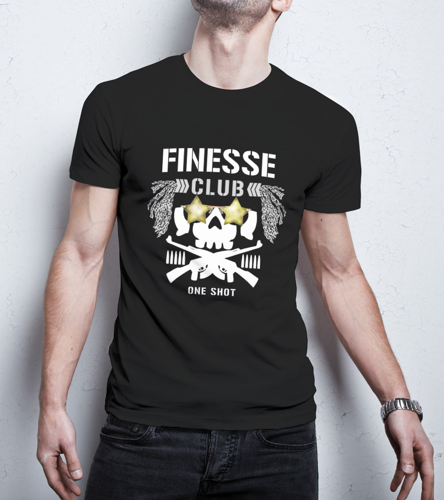 Finesse Club One Shot Skull Stars Logo NJPW1972 Chris Bey Merch T-Shirt