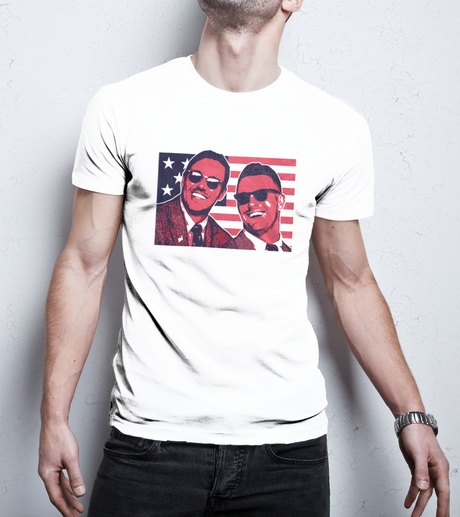 Brooks Koepka Merch The Hug USA Flag Sunglasses Smiling T-Shirt