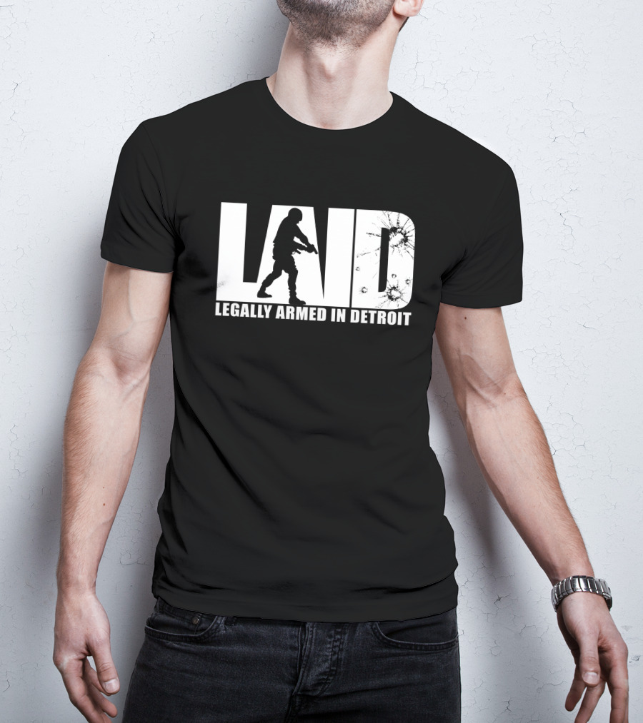 LAID Legally Armed In Detroit Silhouette With Splatter T-Shirt