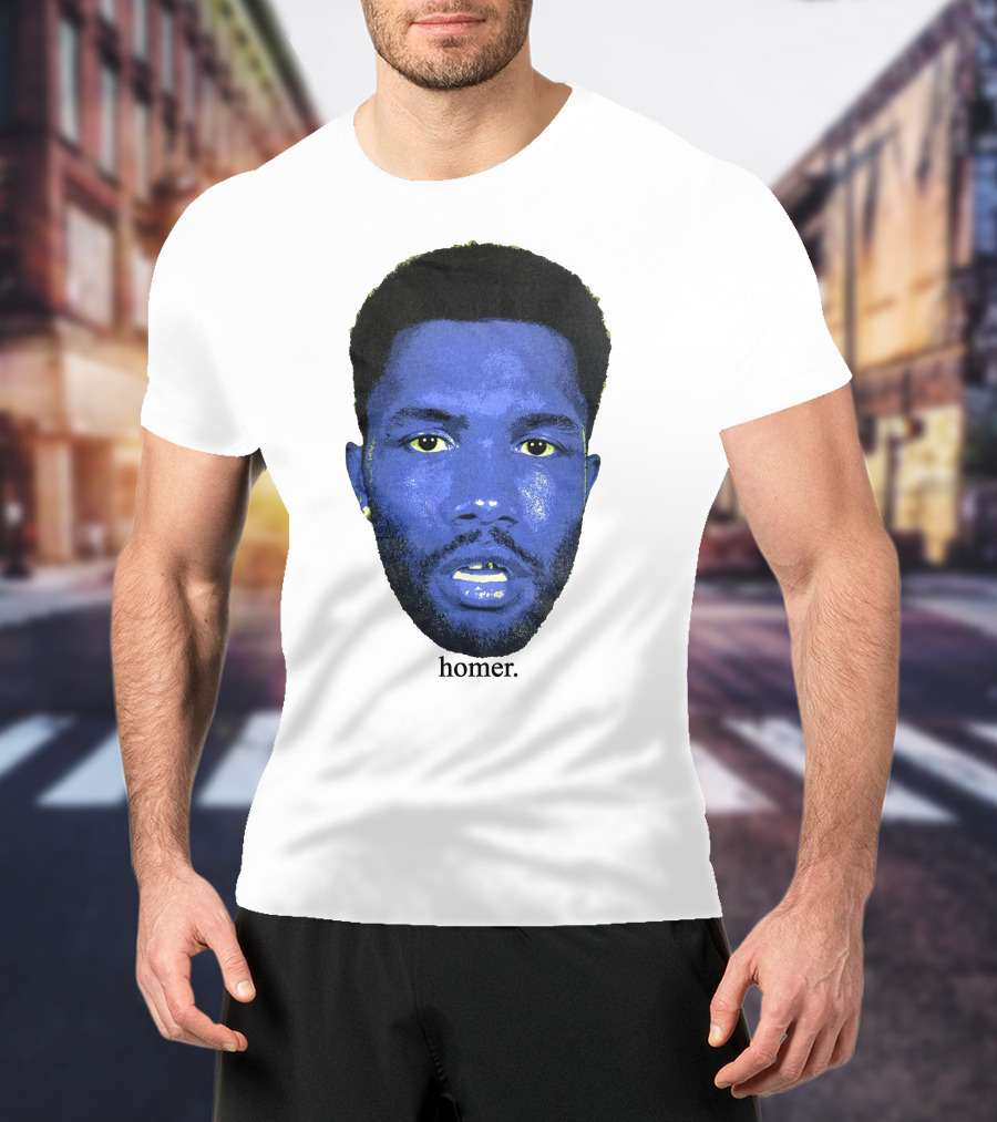 Frank Ocean Homer Bebe Boy Blue Face Typography T-Shirt