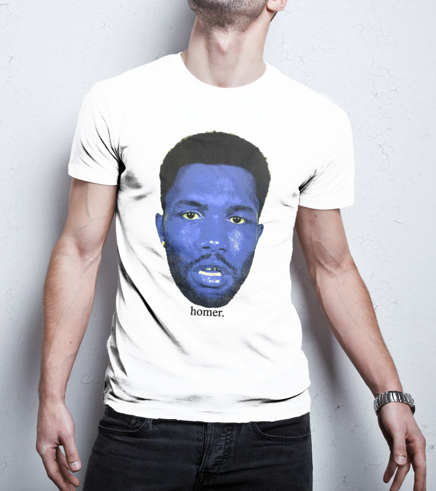 Frank Ocean Homer Bebe Boy Blue Face Typography T-Shirt
