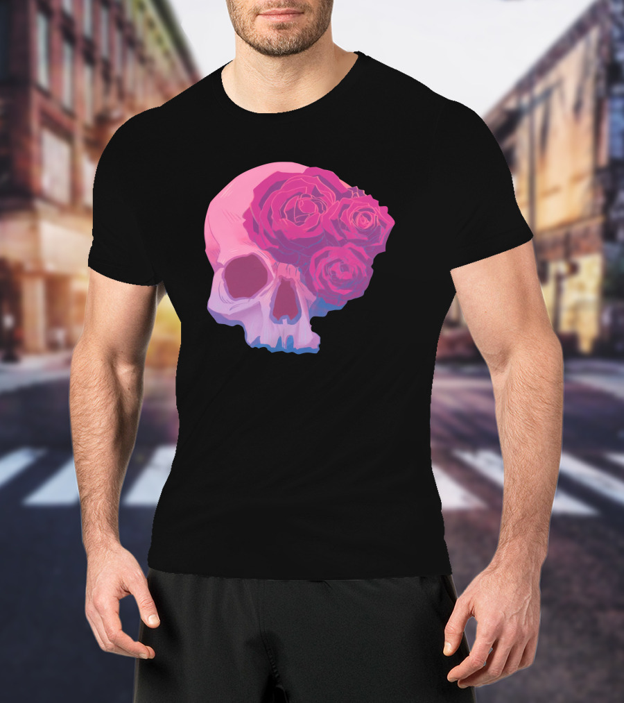 Taliesin Jaffe Pink Skull With Gothic Roses T-Shirt