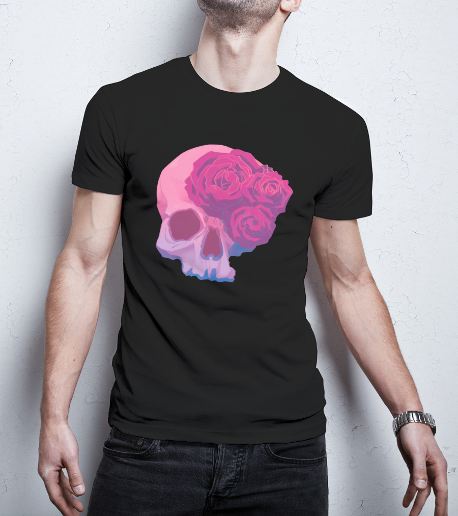 Taliesin Jaffe Pink Skull With Gothic Roses T-Shirt