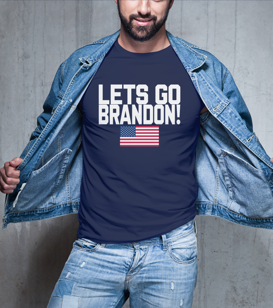 Lets Go Brandon Marine Veteran American Flag T-Shirt