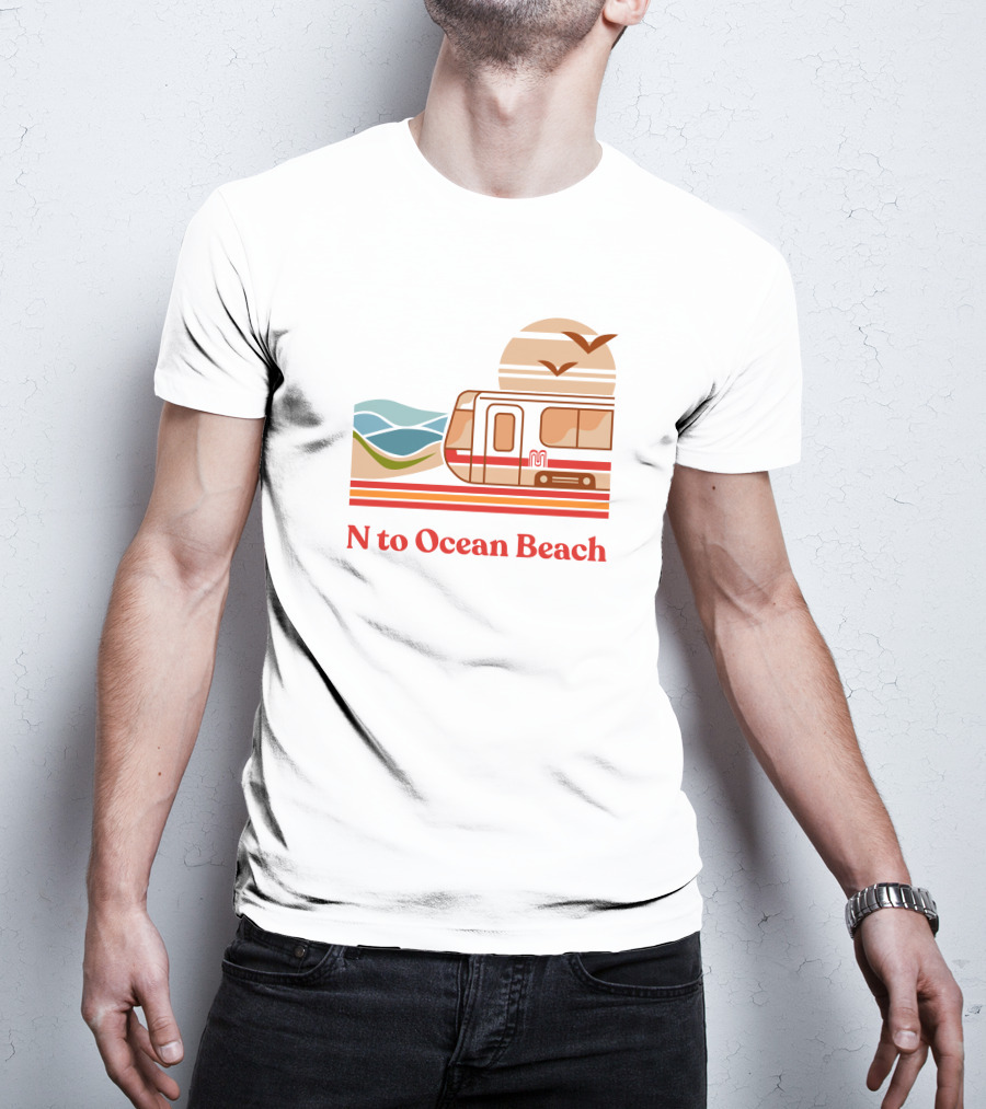 N To Ocean Beach San Francisco Tram Chris Arvin T-Shirt
