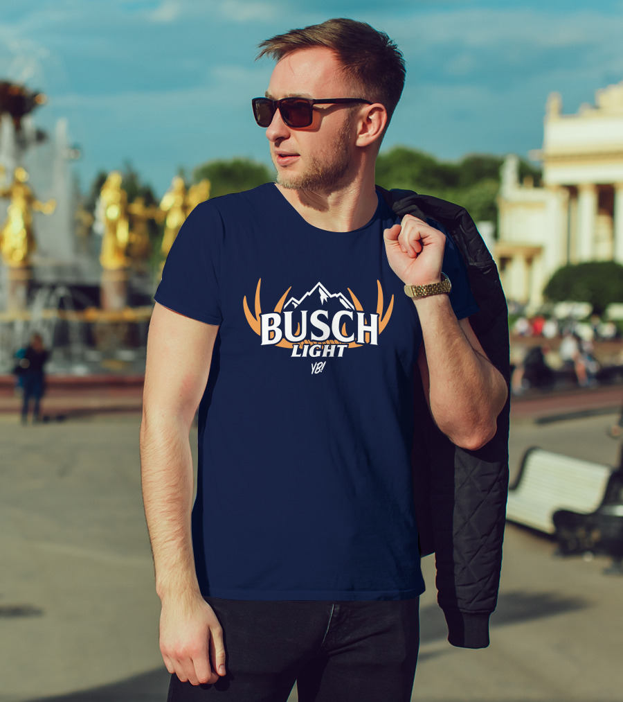 Busch Light YB Hunt Antler Logo Mountain T-Shirt