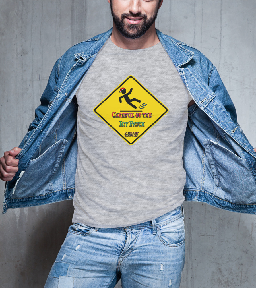Muppet History Careful Of The Icy Patch Warning Sign Santa Hat T-Shirt