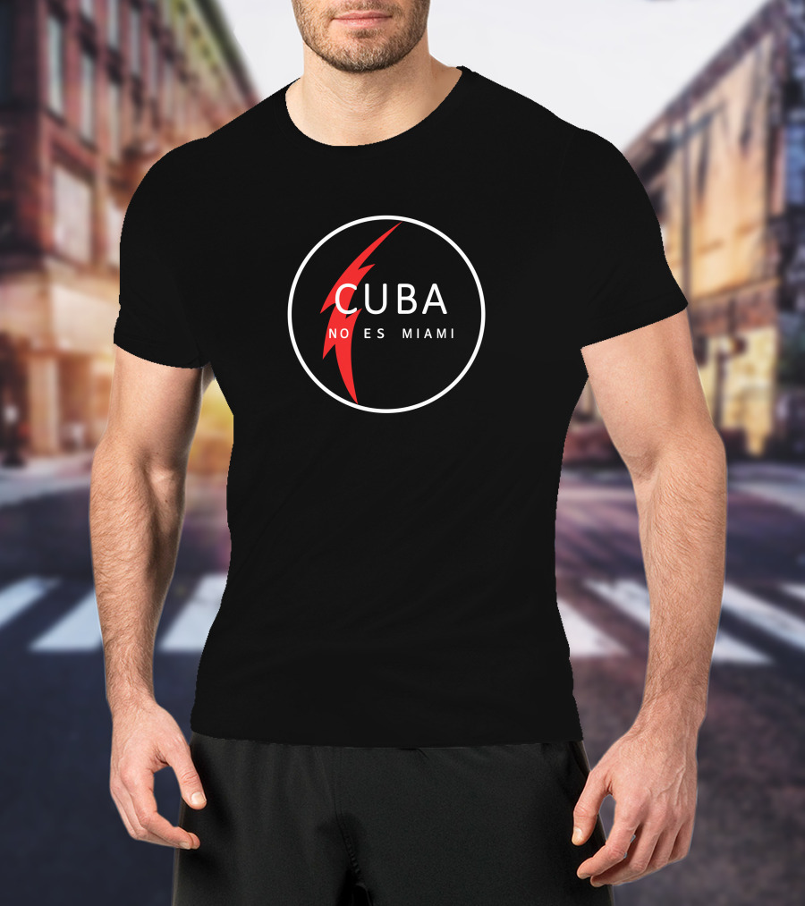 Medea Benjamin Cuba No Es Miami Circle Design Red Lightning T-Shirt